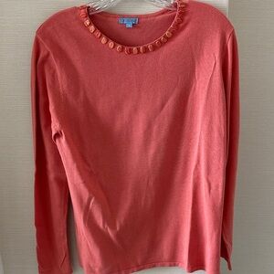 J. McLaughlin Coral Embellished Long Sleeve Sweater